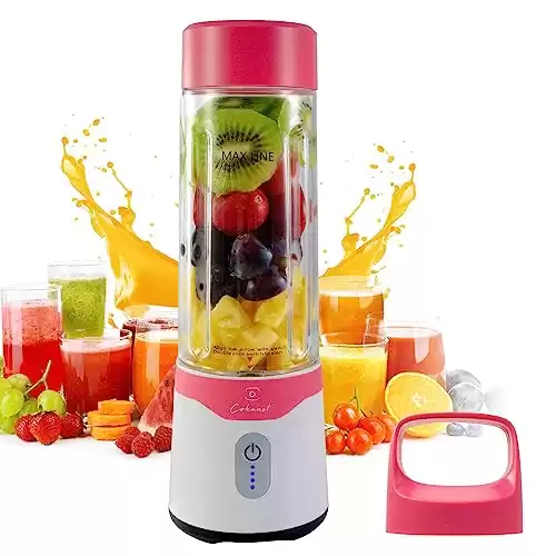 COKUNST 18oz Portable Blender, USB Rechargeable Personal Size Blenders with Powerful 6 Blades for Shakes & Smoothies, Mini Juicer Mixer with Extra Handle Lid for Travel Sports Outgoing Kitchen-Pin...